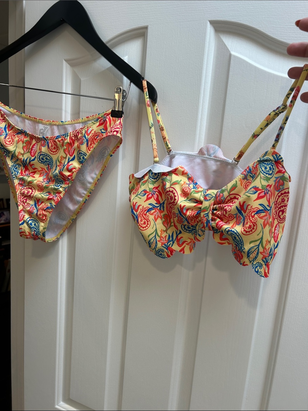 Women’s Yellow Floral Paisley Bikini Set - Bow Front Two-Piece Swimwear